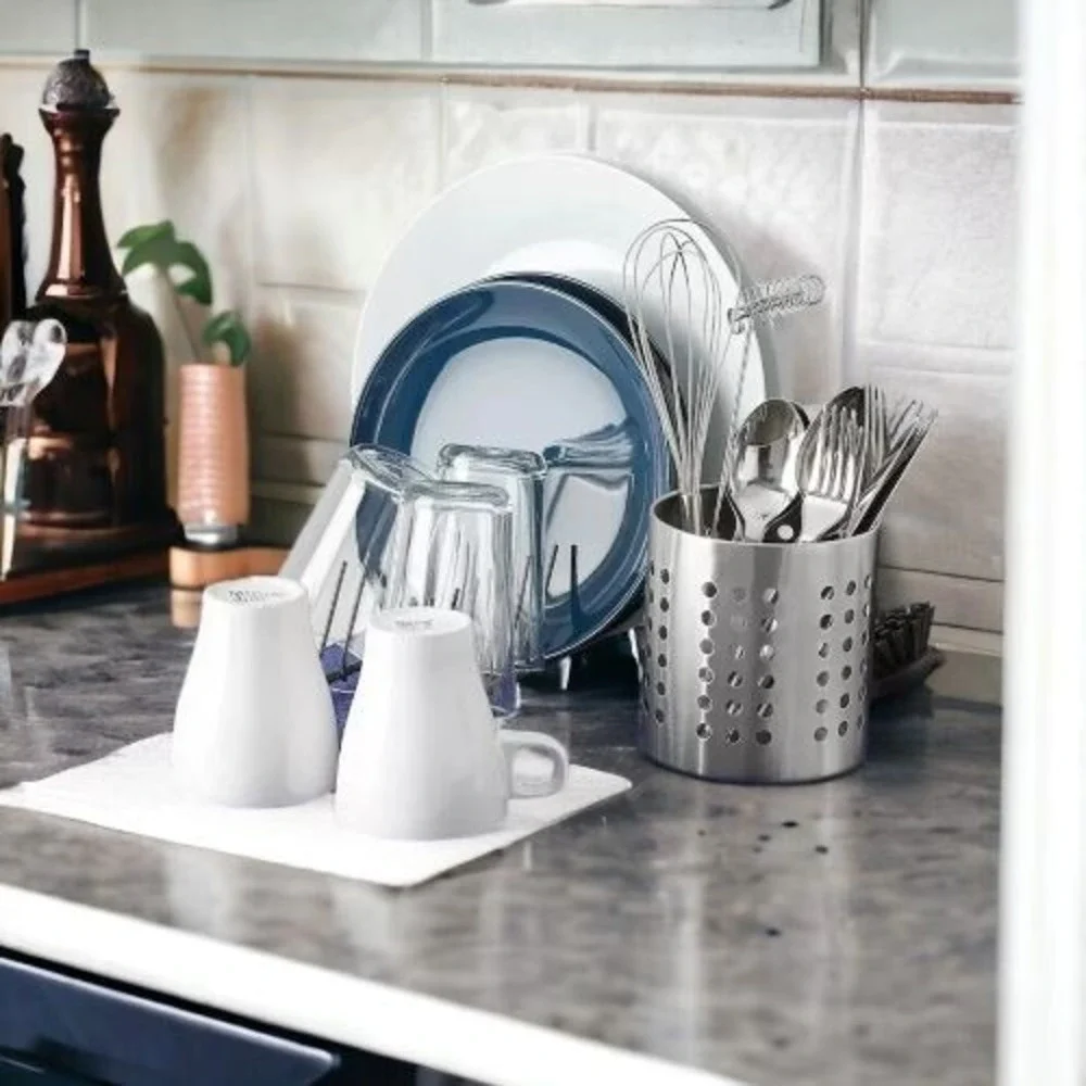 IKEA ORDNING Stainless Steel Utensil Holder Cutlery Caddy Drying Rack 5.25